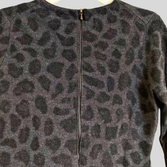 3.1 Phillip Lim Dress Women's Size Medium Black Gray Leopard Wool Sheath Zip - Picture 9 of 10